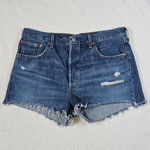 Levi's Women's 501 High-Rise Button Fly Distressed Denim Shorts